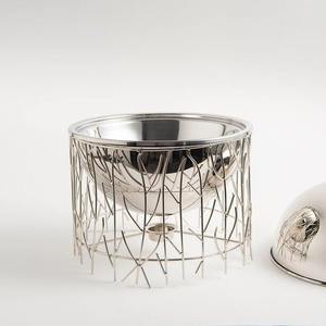 Cazuela Redonda de Acero Inoxidable al por Mayor, Lujo Chapado en Oro, Calentador de Buffet, Base Cilíndrica Jali con Corazón Cortado a Láser, Tapa de Cúpula, para Mantequilla - Product Image 3