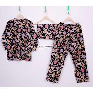 Ensemble pyjama de nuit pour femmes, fait main, hiver, imprimé floral de luxe, 100% coton respirant, col en V, cadeau pour demoiselle d'honneur - Product Image 6