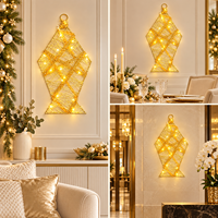 Petite lanterne lumineuse du Ramadan à piles, corps en fil tressé, forme rectangulaire, réutilisable, durable, pour la table de l'iftar