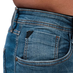 <b>Men</b> Slim Fit <b>Stretch</b> Denim Jeans Mid Blue Tapered Leg Distressed Washed Casual Fashion Jeans OEM Custom - Product Image 6