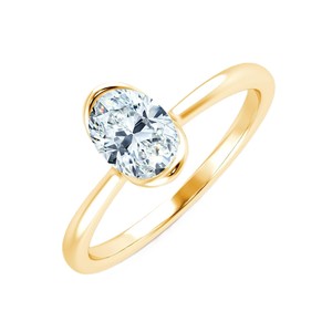Bague de fiançailles et de mariage en or massif 10K 14K 18K avec diamant ovale de 0,3 carat cultivé en laboratoire, coupe ovale, DEF-VS - Product Image 3