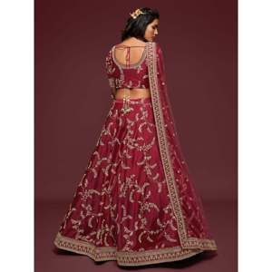 Fil Super Marron Broderie Art Soie Mariage Lehenga Choli - Product Image 2