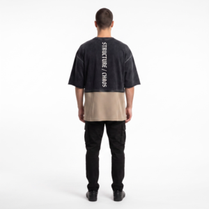 เสื้อยืดโอเวอร์ไซส์ผ้าคอตตอนหนานุ่ม สไตล์สตรีทแวร์ สำหรับผู้ชาย แบบโมดูลาร์เลเยอร์ 2-in-1 ปรับความยาวได้ ซิปซ่อนที่เอว - Product Image 2