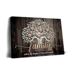 Arbre généalogique personnalisé en bois de manguier naturel, design traditionnel rectangulaire, art mural, 80x70cm |   Aqudus suspendu artisanal - Product Image 2