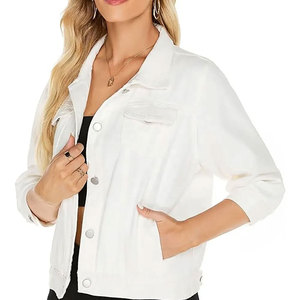 Veste en jean pour femme, style trucker, manches longues, boutonnée sur le devant, col rabattu, style décontracté printemps, longueur normale, épaisseur standard - Product Image 4