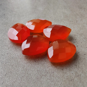 Carnelian naturel, taille briolette, coupe checker, forme poire, calibré, qualité AAA+, pour la fabrication de bijoux - Product Image 4
