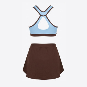Ensemble d'uniformes de cheerleading personnalisés pour femmes, tenue d'entraînement, crop top imprimé, jupe de danse avec lettres en strass, en spandex, taille XXS, 100% spandex - Product Image 5
