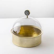 Elegante Tazón para Frutas Secas con Acabado Dorado y Cúpula de Vidrio, Plato Decorativo para Cocina, Mesa de Comedor, Ramadán - Product Image 4