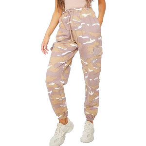 Pantalon cargo en polaire uni pour femme, taille haute élastique, fermeture éclair, coupe droite, longueur intégrale, décontracté, hiver, vêtement de travail, polyester et coton - Product Image 4