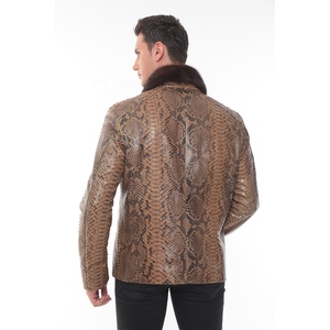 Veste en cuir véritable pour homme, style motard, avec motif python, vêtements d'extérieur de luxe pour homme, fabricant OEM personnalisé - Product Image 4