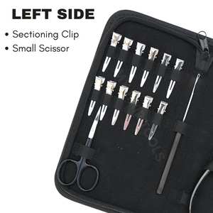Outils pour extensions capillaires à usage professionnel en salon avec pinces à perles, outil de retrait, crochet de tirage, mini-ciseaux de coupe, pinces de sectionnement, dans un étui - Product Image 3