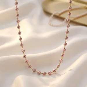 Collier de perles de 18 pouces plaqué or, bijoux élégants et à la mode pour femmes, cadeau pour elle - Product Image 3