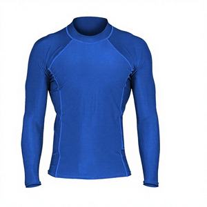 เสื้อแรชการ์ดแขนยาวสีน้ำเงินสำหรับผู้ชาย พิมพ์ลายโลโก้ด้านหน้าด้วยเทคนิคฮีททรานเฟอร์ แห้งเร็ว ผลิตจากผ้าสแปนเด็กซ์และโพลีเอสเตอร์ ไซส์ผู้ใหญ่ - Product Image 2