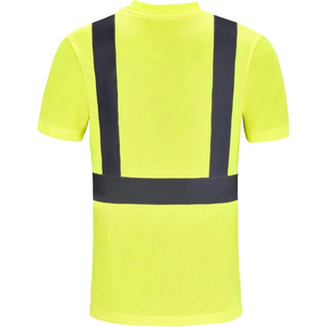 <b>Hi</b> <b>Vis</b> Men's Workwear T-<b>Shirt</b> Polyester High Visibility Safety <b>Shirt</b> with Reflective Stripes and Chest Pocket - Product Image 6