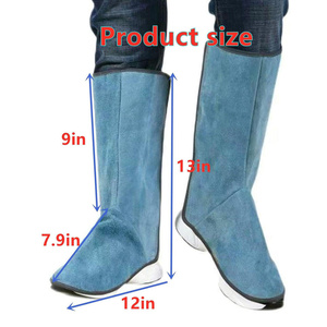 Couvre-chaussures de soudage en cuir de vachette pleine fleur, résistant à l'abrasion, à la chaleur et au feu, protection industrielle des pieds pour pompiers - Product Image 5