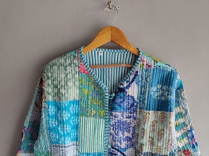 Quilted <b>Patchwork</b> <b>Jacket</b> Women's Mandarin Collar Full Sleeve Cotton Spring Style Regular Length Printed Design gift for her - Product Image 4