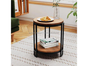 Mesa de Noche Moderna de 2 Niveles de Madera Maciza de Mango, Mesa Auxiliar con Almacenamiento, 2 Cajones, Hecha a Mano, para Dormitorio o Sala de Estar, Novedad 2026 - Product Image 6