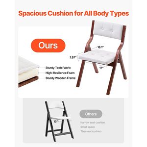 Set di 4 Sedie Pieghevoli Portatili Imbottite Moderne con Telaio in Legno, Comode Sedie Pieghevoli in Legno per Sala da Pranzo - Product Image 5