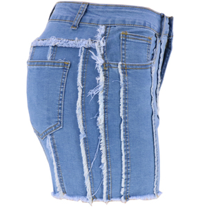 Shorts de Mezclilla Negros de Cintura Alta para Mujer con Detalles Desgastados, Cinco Bolsillos, Estilo Casual, Lavado Desgastado, Corte Regular, Cierre de Botones - Product Image 6
