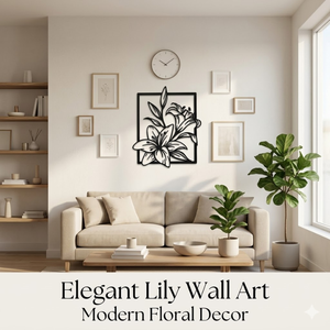 Décoration murale en métal de fleurs de lys de qualité supérieure avec un design floral découpé au laser de précision pour la décoration murale moderne de la maison, du bureau, du café et de l'hôtel - Product Image 2