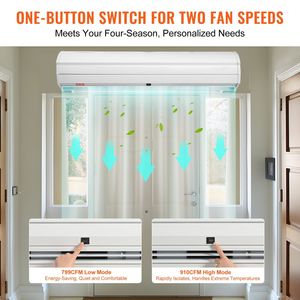 Barriera d'Aria Commerciale da Interno da 48 Pollici, Super Potente, 2 Velocità, 1200 CFM, Montaggio a Parete, per Porte, Ventilatore per Porte Interne - Product Image 4