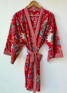 Bata Kimono de Algodón Suave con Estampado de Dibujos Animados para Mujer, Camisón de Verano Hecho a Mano ODM con Cuello en V y Cintura Elástica de Longitud Completa - Product Image 2