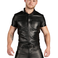 Chemise en flanelle de coton écologique noire pour homme, col montant, formelle, couleur unie, fermeture à ceinture, Black Sheep