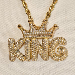 Pendentif Couronne de Roi Diamanté S925 Argent Certifié IGI, Pendentifs et Breloques Hip Hop, Bijoux Diamant Rond Brillant - Product Image 1