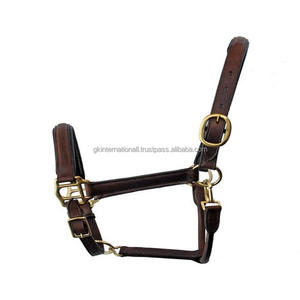 Cabestro de cuero de alta calidad con diseño de caballo hecho a mano, ajustable, con acabado de latón sólido, hebilla y anillos - Product Image 4