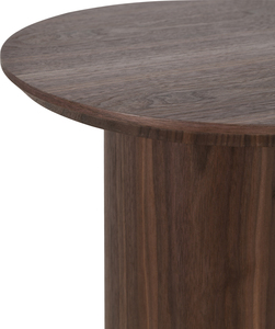 Modern Nordic Style <b>Round</b> Wood Side <b>Table</b> Walnut Veneer Top Cylinder Pedestal Base for Living Room <b>Bedside</b> Cafe - Product Image 3