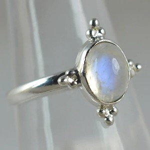Rainbow Moonstone <b>Ring</b> 925 Sterling <b>Silver</b> Handmade <b>Statement</b> Promise <b>Ring</b> for Women Boho Oval June Birthstone Jewelry - Product Image 4