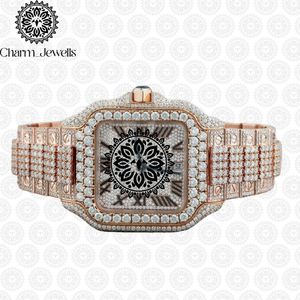 Reloj de Lujo para Hombre Charm_Jewells, Cuadrado, Dorado, con Bisel de Diamantes, Acero Inoxidable, 20 mm, Movimiento Mecánico, Esfera de Cristal Analógica, 10 Bar - Product Image 5