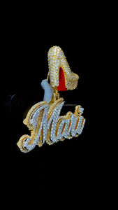 Colgante de diamante de moissanita de Plata de Ley 925 VVS chapado en oro y plata de dos tonos nombre personalizado colgante de cadena de joyería de Hip Hop helado - Product Image 3