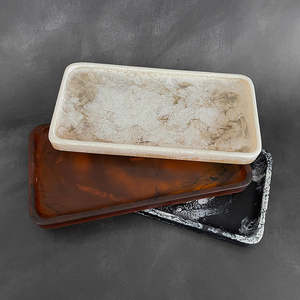 Plateau de service rectangulaire moderne en résine, finition polie, écologique, fait main, durable, pour collations, plateau décoratif, organisateur, plateau à fruits - Product Image 4