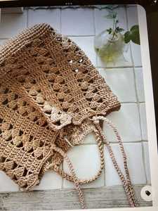 Sac fourre-tout en crochet fait main, multicolore, rayé, style bohème, en coton, pour usage intérieur - Product Image 4