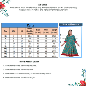 Kurta Anarkali à imprimé floral Kantha, en coton, couleur turquoise, style évasé, ethnique, traditionnel, décontracté, été, séchage rapide, matériaux recyclés, pour femmes - Product Image 5