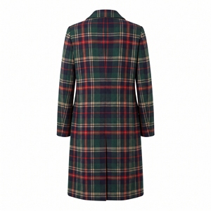 Manteau en laine à carreaux pour femmes, hiver |   Manteau long classique à carreaux, style smart casual |   Usine de fabrication en gros OEM ODM |   Marque privée |   Quantité minimale de commande faible - Product Image 2