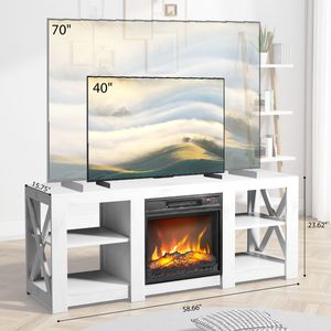 Mobile TV con Caminetto a Doppia Faccia Bianco da 58 Pollici, 149 * 40 * 60 cm, con Caminetto da 18 Pollici - Product Image 4