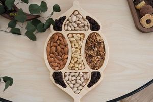 Plateau de service moderne en bois poli de style islamique, résistant au lave-vaisselle, pour dattes, noix, biscuits, desserts et collations - Product Image 4