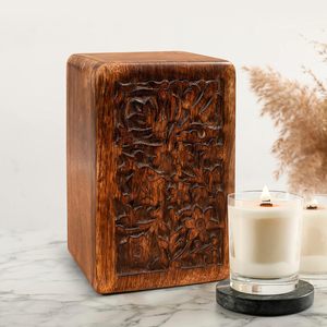 Hand Carved Wooden Cremation Urn for Human Ashes Adult <b>Large</b> Capacity Solid Wood Funeral Memorial <b>Box</b> Luxury Decorative <b>Keepsake</b> - Product Image 2