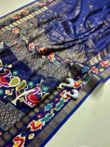 ผ้าซารีวิสโคสเครปสมัยใหม่ พร้อมขอบผ้าลายแจ็คการ์ด และลายฟอยล์บราโซ แห้งเร็ว - Product Image 6