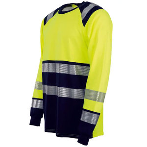 T-shirts de travail réfléchissants de haute qualité pour hommes, manches longues, haute visibilité, bicolores, sécurité, construction. - Product Image 6