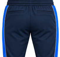 Pantalones Jogger Azules para Hombre con Lavado Ácido, Paneles Laterales Azules, Cintura Elástica con Cordón, Bolsillos con Cremallera, Puños Acanalados, 100% Algodón Ecológico - Product Image 4
