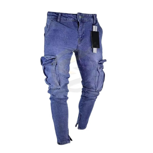 Jeans de Mezclilla Tejida Transpirable para Hombre con Bolsillos Tipo Cargo, Corte Recto y Holgado, 100% Algodón, para Invierno/Otoño/Verano - Product Image 1