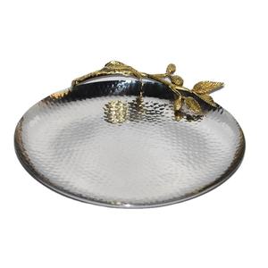 New arrival stainless steel serving trays <b>restaurant</b> and <b>hotel</b> <b>supplies</b> modern metal trays hammered texture round platters - Product Image 1