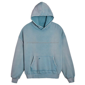 OEM Logo Oversized hombres mujeres Hoodie Custom Boxy Fit Baggy Acid Wash Sun faded Hoodie Hombres Sin Cordón - Product Image 4