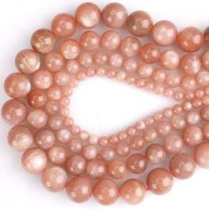 Piedra natural de labradorita naranja, cuentas sueltas redondas y lisas para la fabricación de joyas, accesorios de bricolaje. - Product Image 3