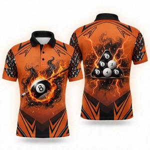Polo de billard pour homme à séchage rapide, imprimé numériquement avec motif de boules de billard, manches courtes, vêtements de sport décontractés - Product Image 1