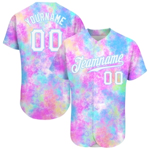 Venta al Por Mayor del Jersey de Béisbol Auténtico OMMIZ INDUSTRY, Personalizado con Tinte Tie Dye Blanco-Azul Claro, Degradado de Acuarela 3D - Product Image 1
