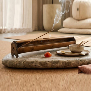 Handmade Wooden Incense Burner <b>Box</b> Rustic Bamboo Ash Catcher & <b>Storage</b> Carved Floral Design For Home Yoga & Spiritual Decoration - Product Image 6